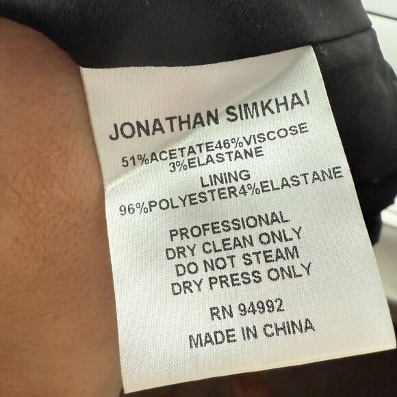 Jonathan Simkhai Dress Pearl Studded Asymmetrical Black Sz 0 Wedding Guest - Picture 7 of 11